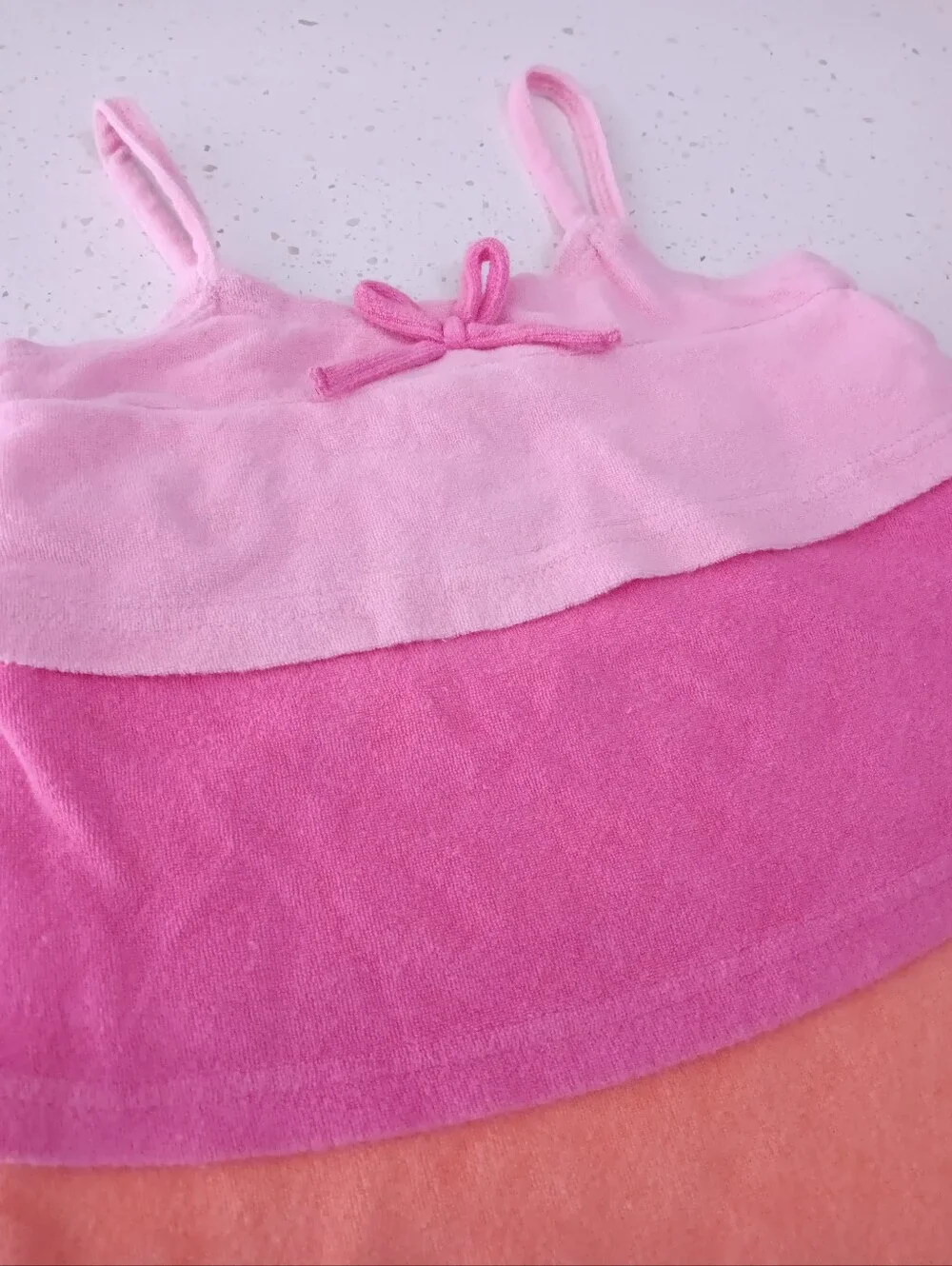 Vintage Girls' Pink and Orange Tiered Swim Coverup Size 24M